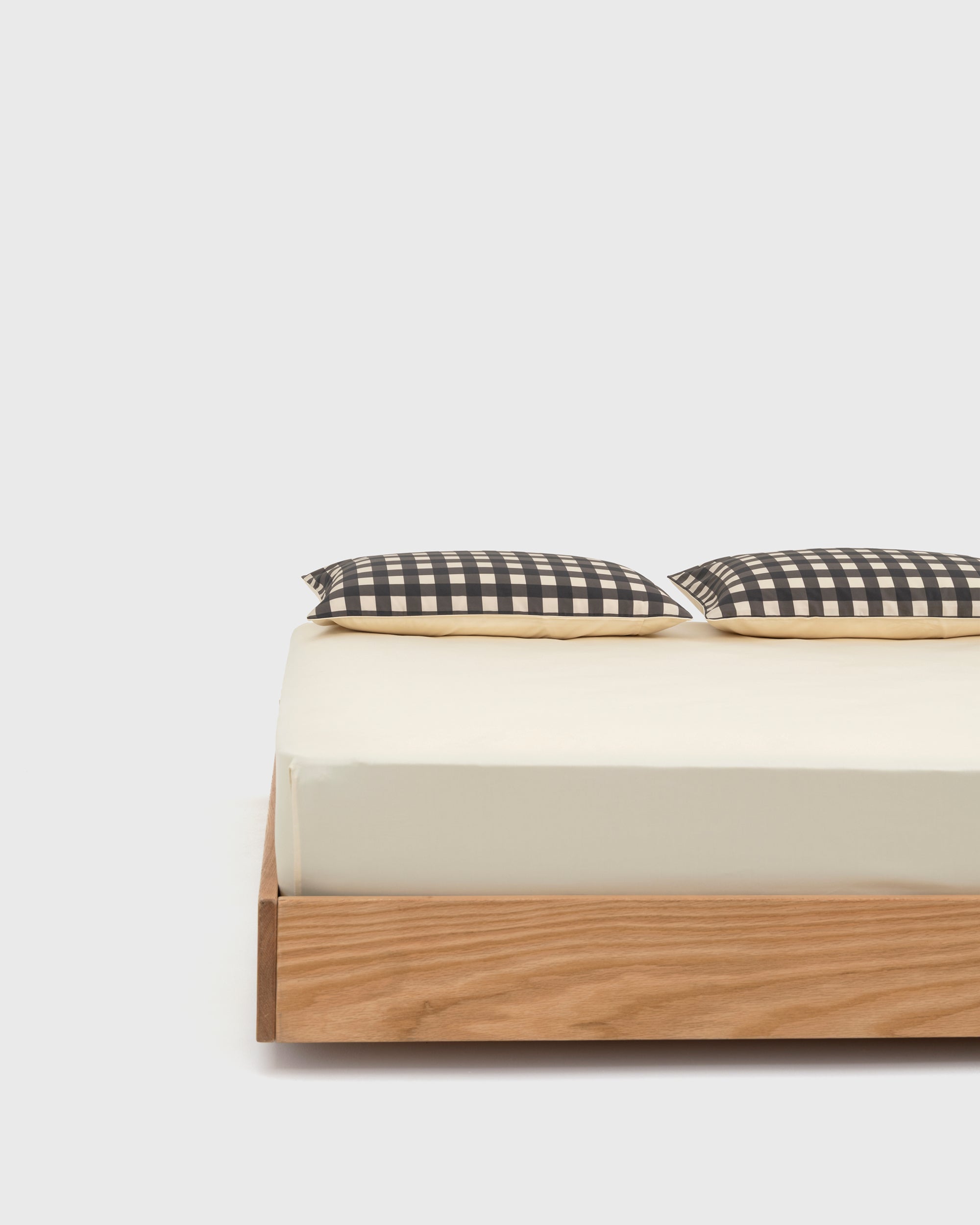 Beige Gingham Fitted Sheet