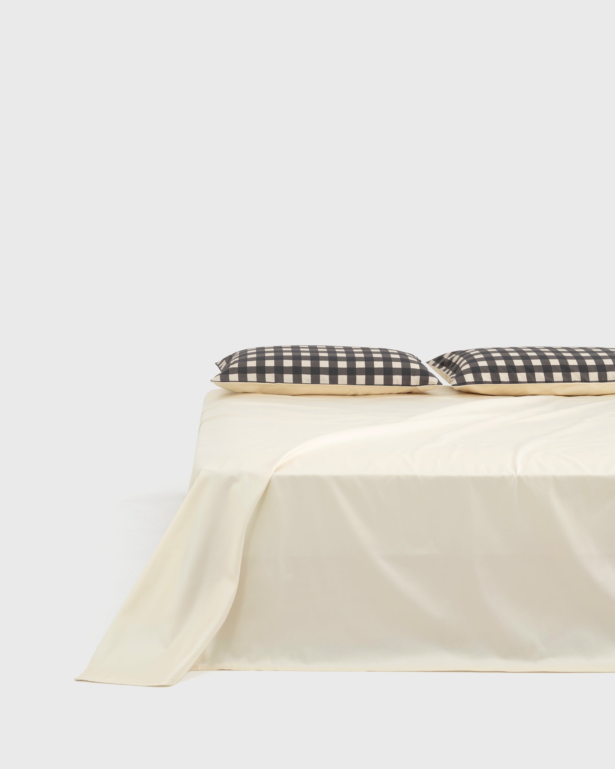Beige Gingham Flat Sheet