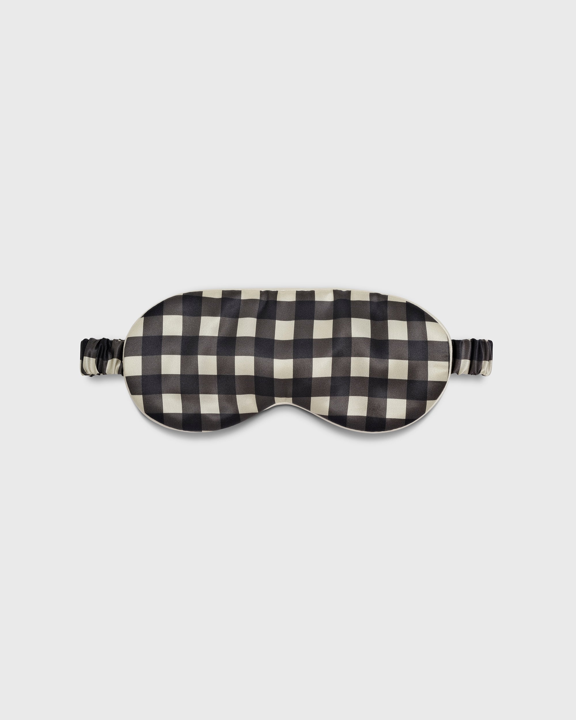 Beige Gingham Pure Silk Sleep Mask