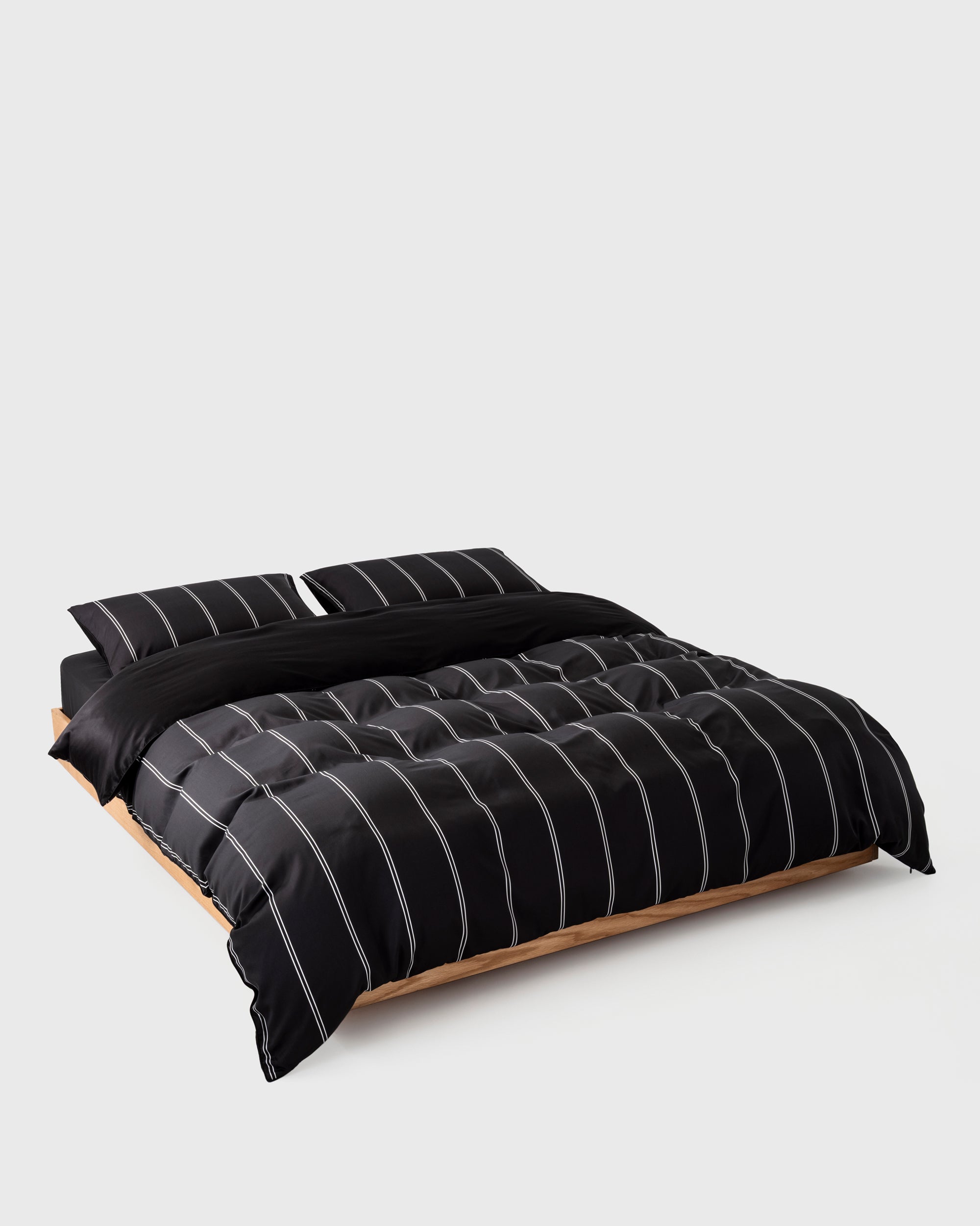 Black Dual Pinstripe Duvet Cover