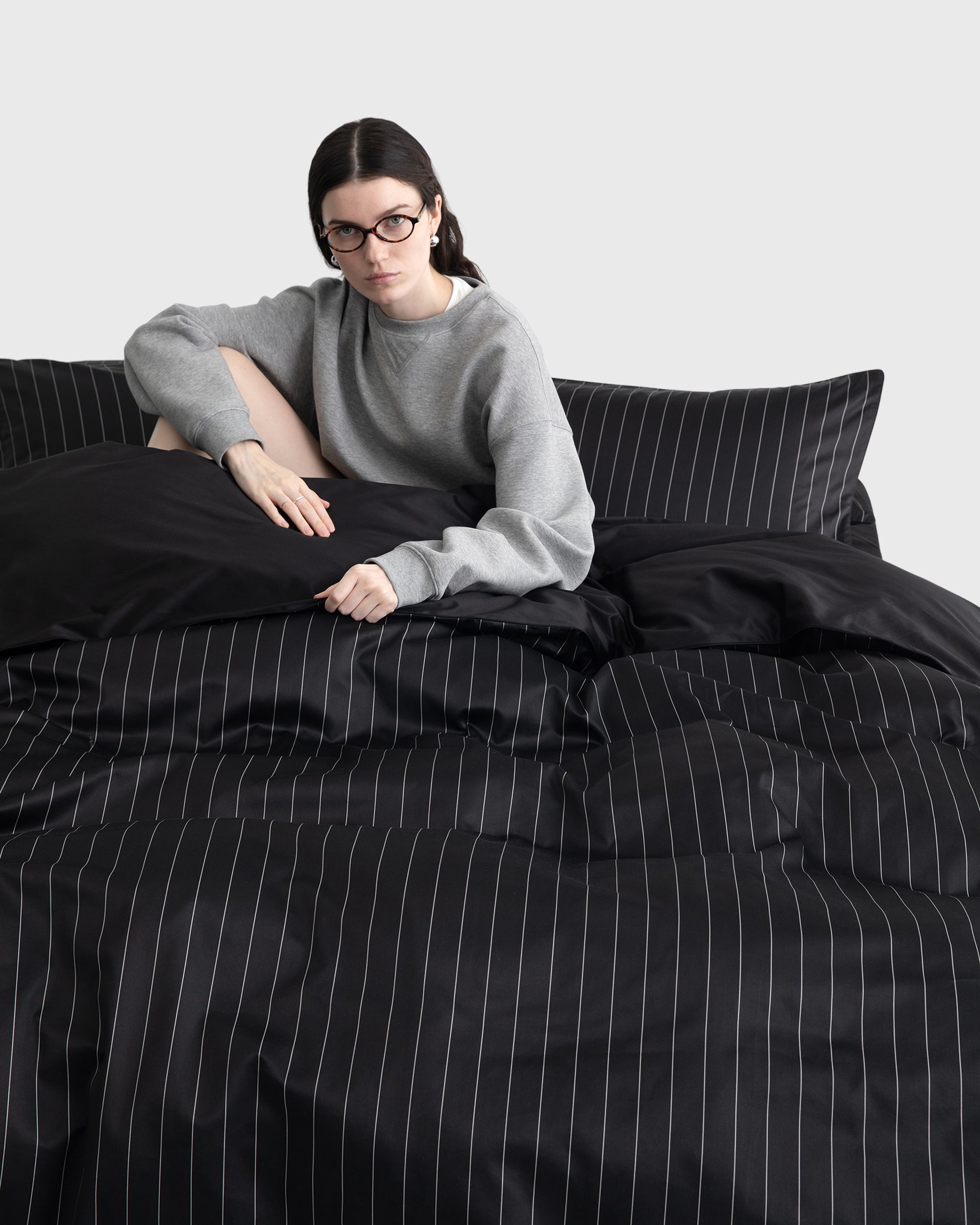 Black Pinstripe Duvet Cover