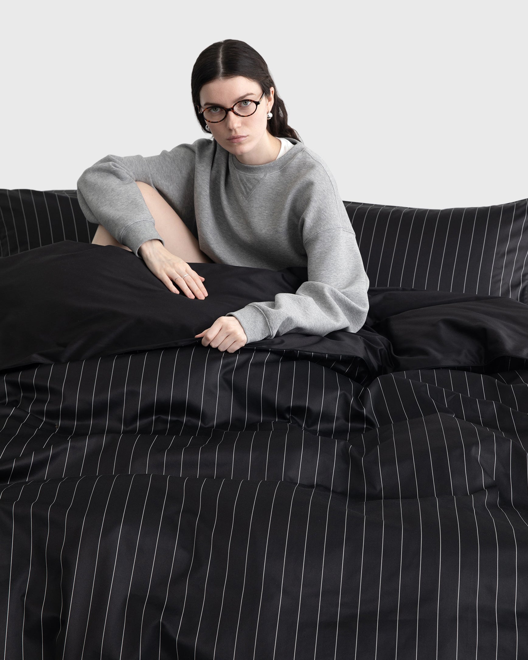 Black Pinstripe Duvet Cover
