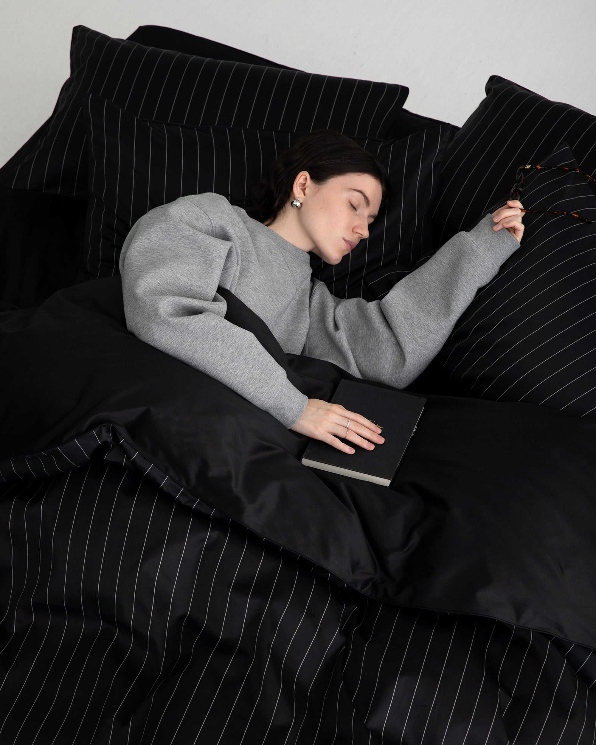 Black Pinstripe Pillowcase