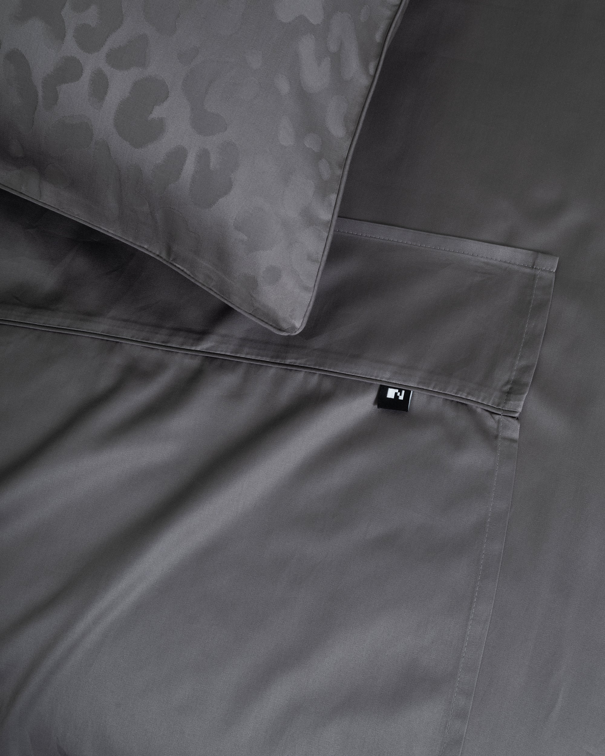 Grey Jacquard Leopard Flat Sheet