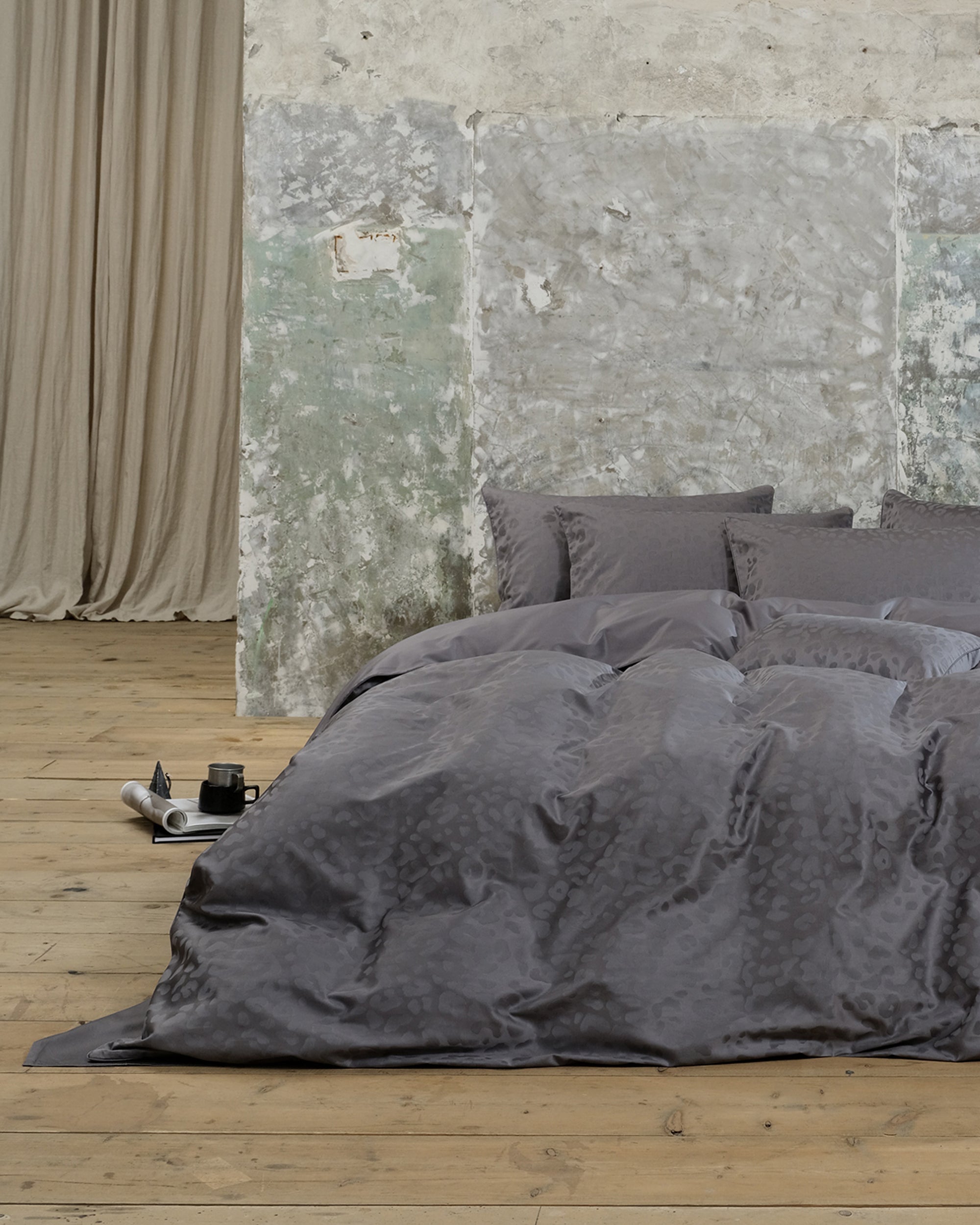 Grey Jacquard Leopard Duvet Cover
