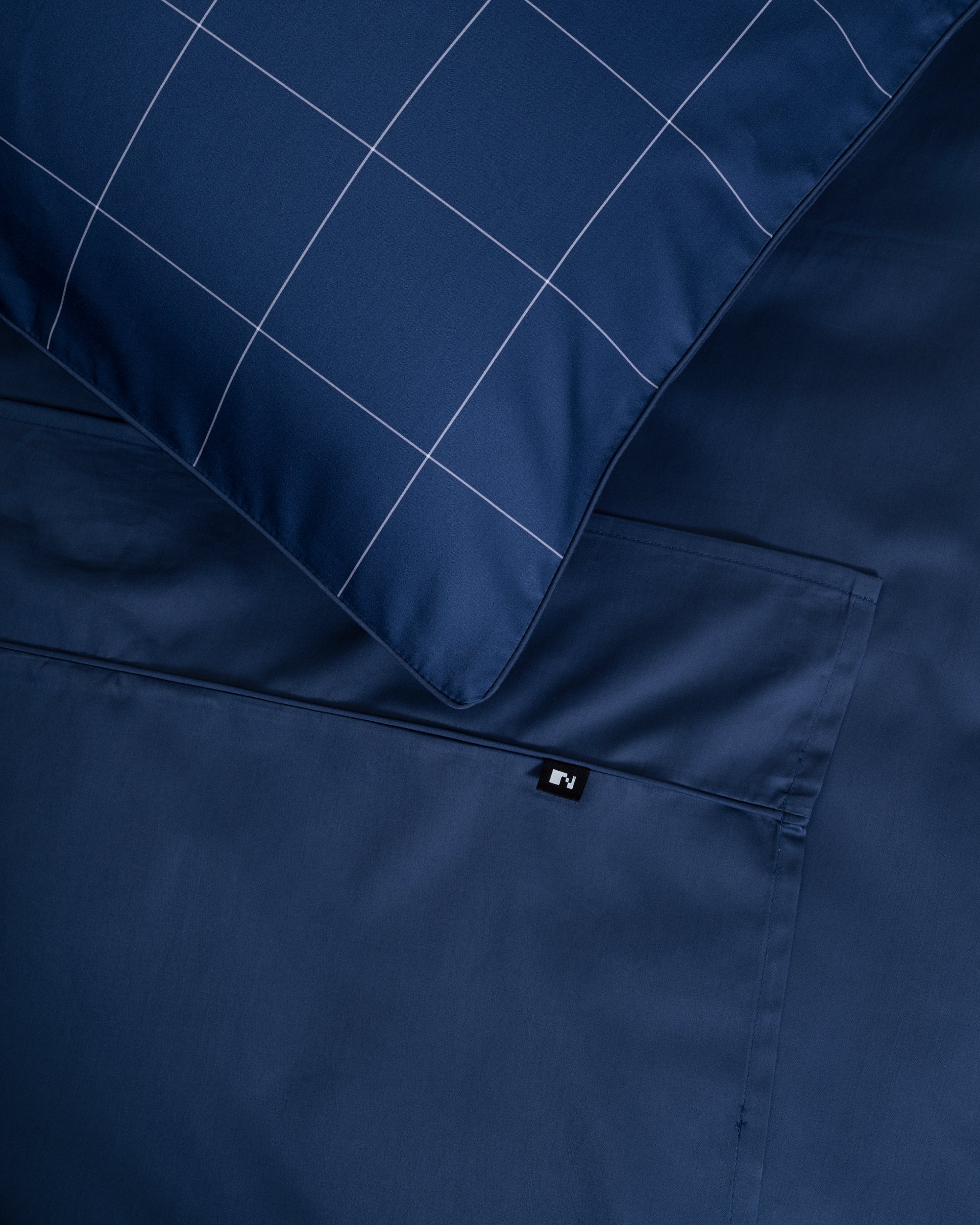 Navy Windowpane Flat Sheet