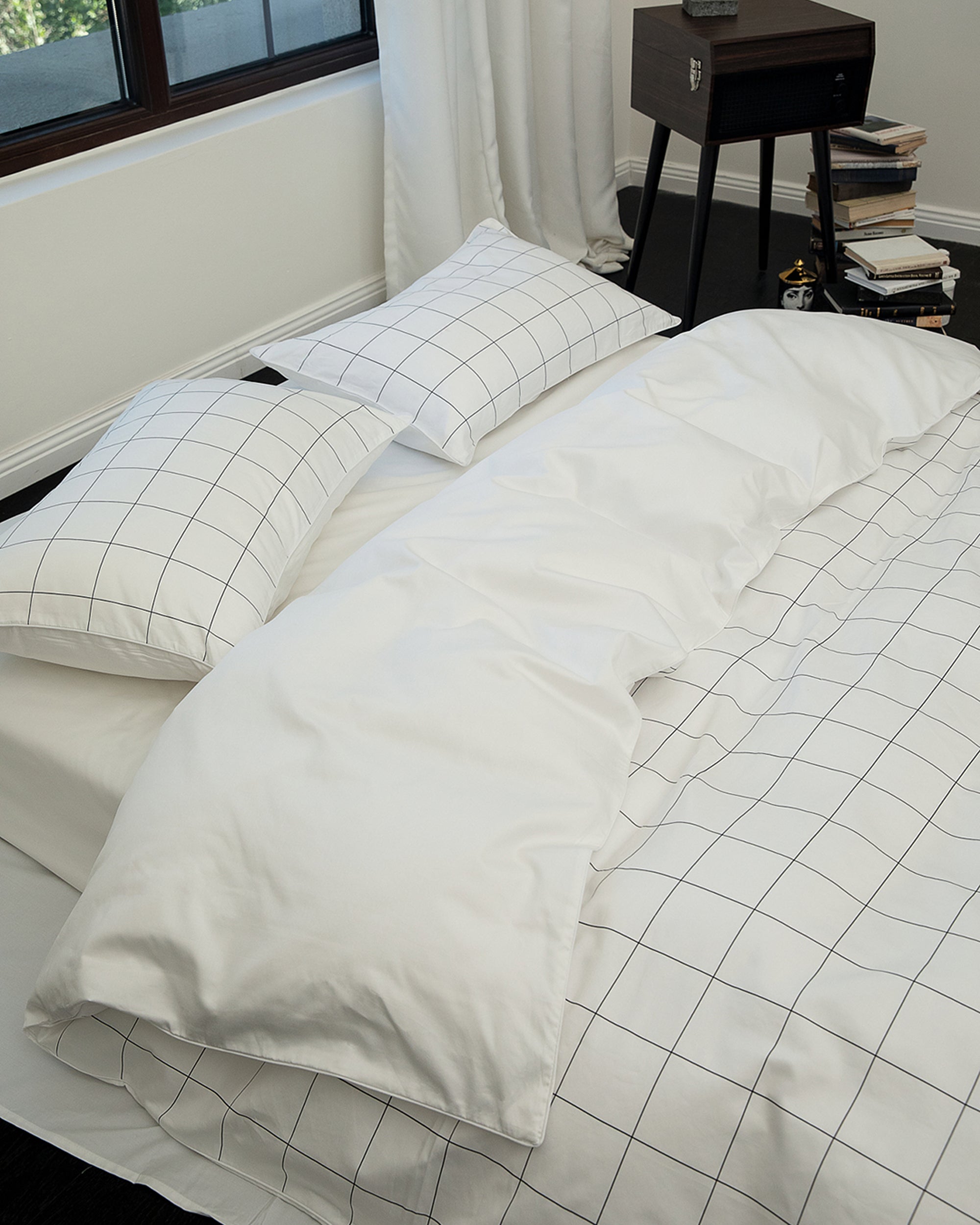 White Windowpane Duvet Cover