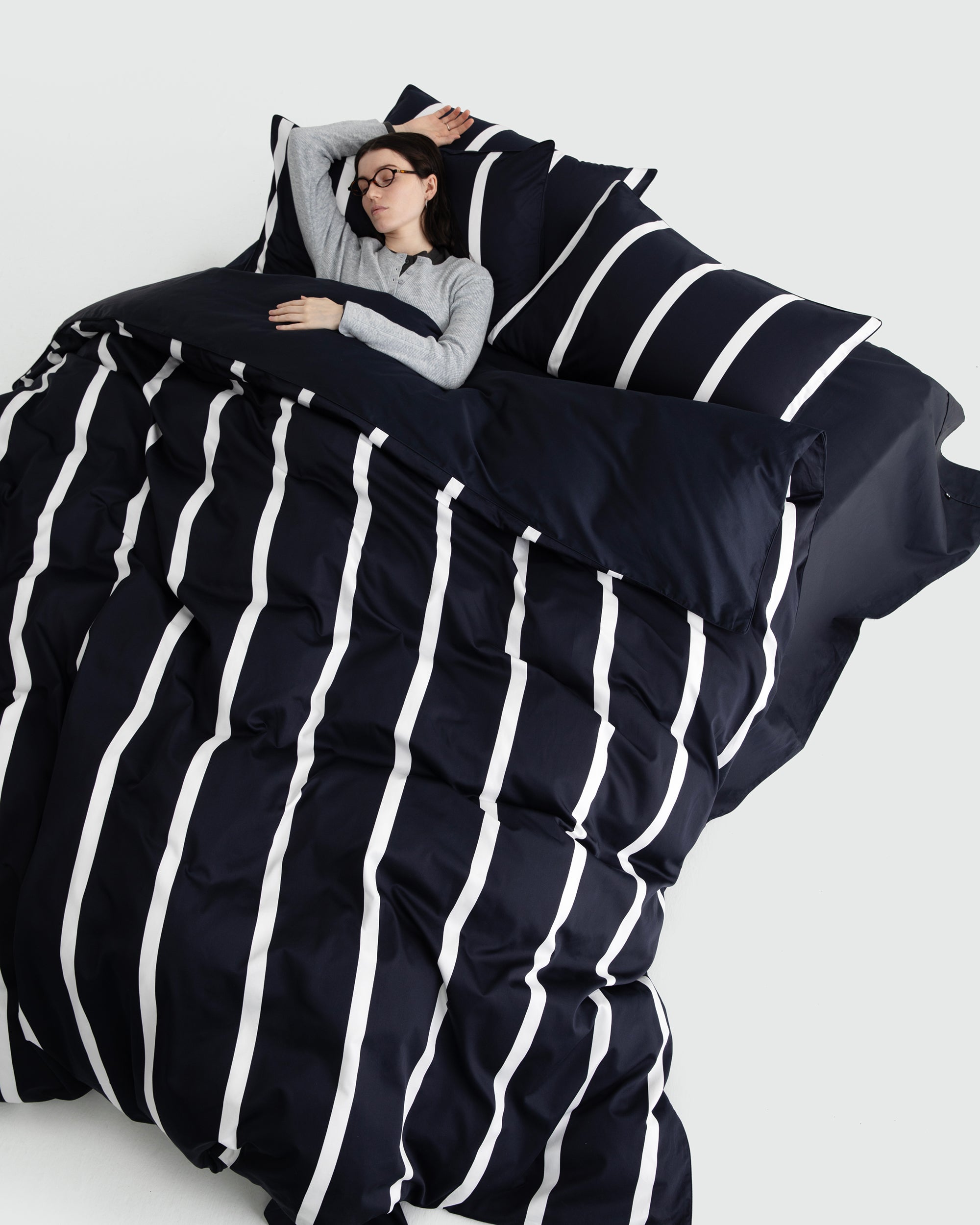 Wide Blue Stripe Duvet Cover