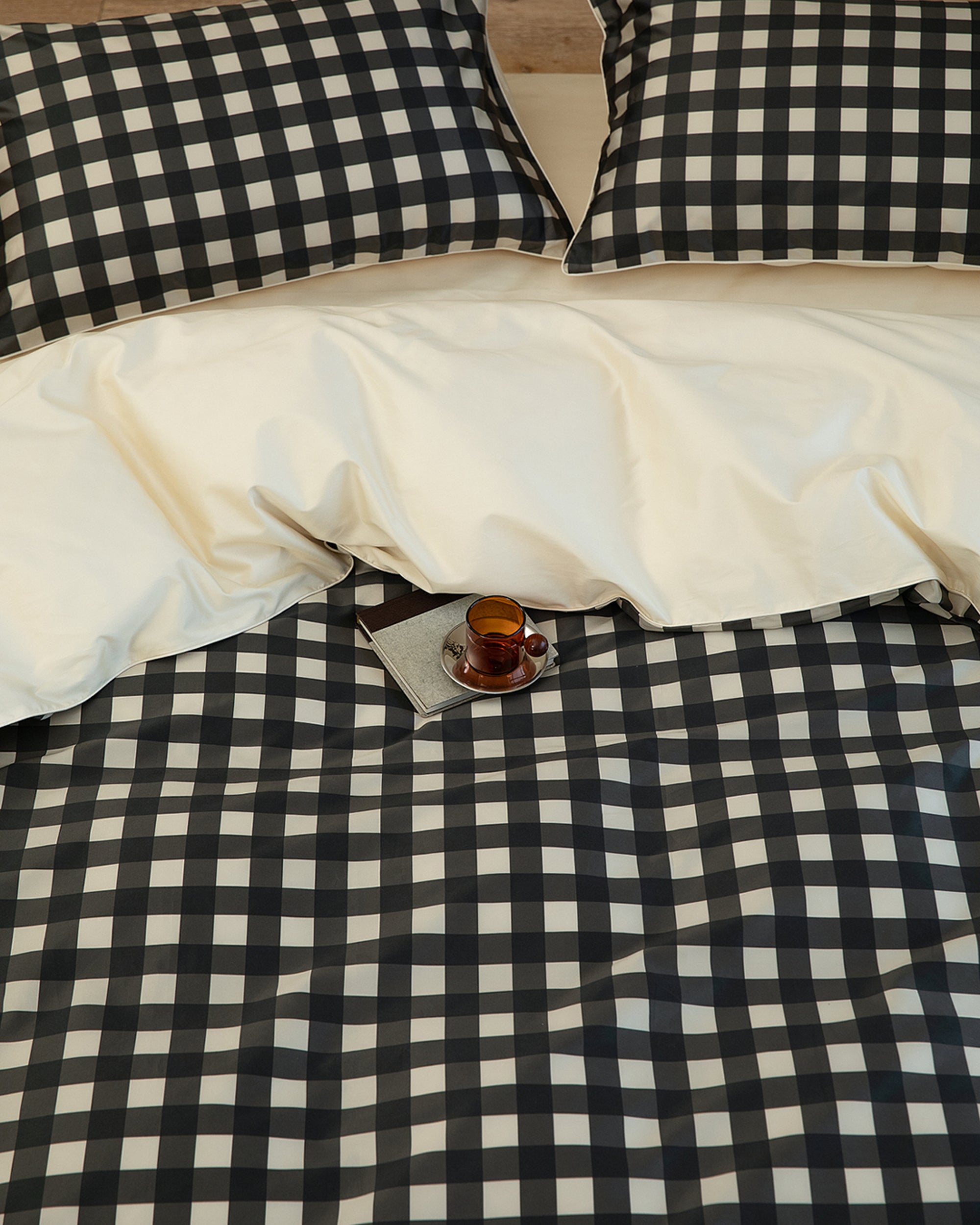 Beige Gingham Duvet Cover