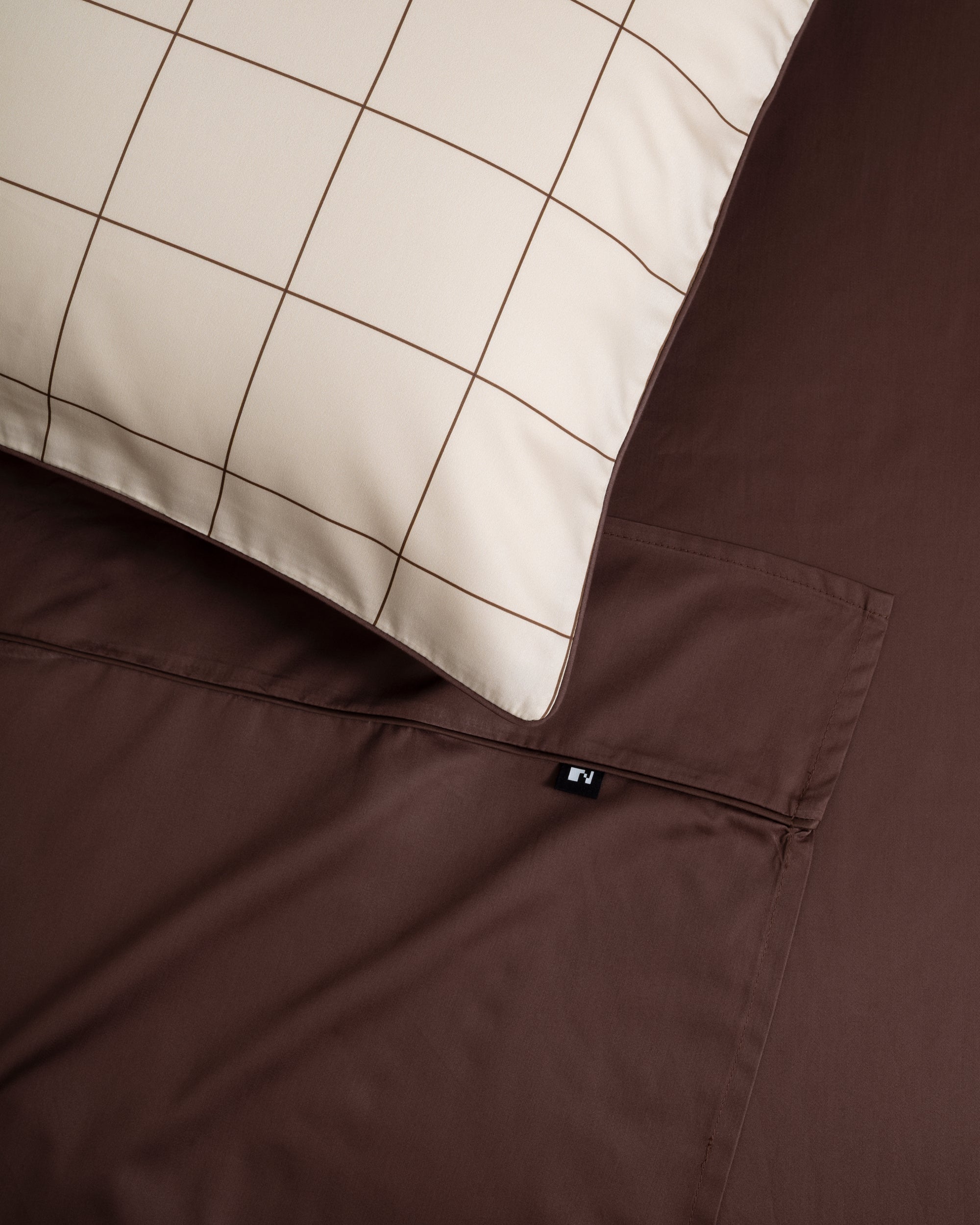 Beige Windowpane Flat Sheet