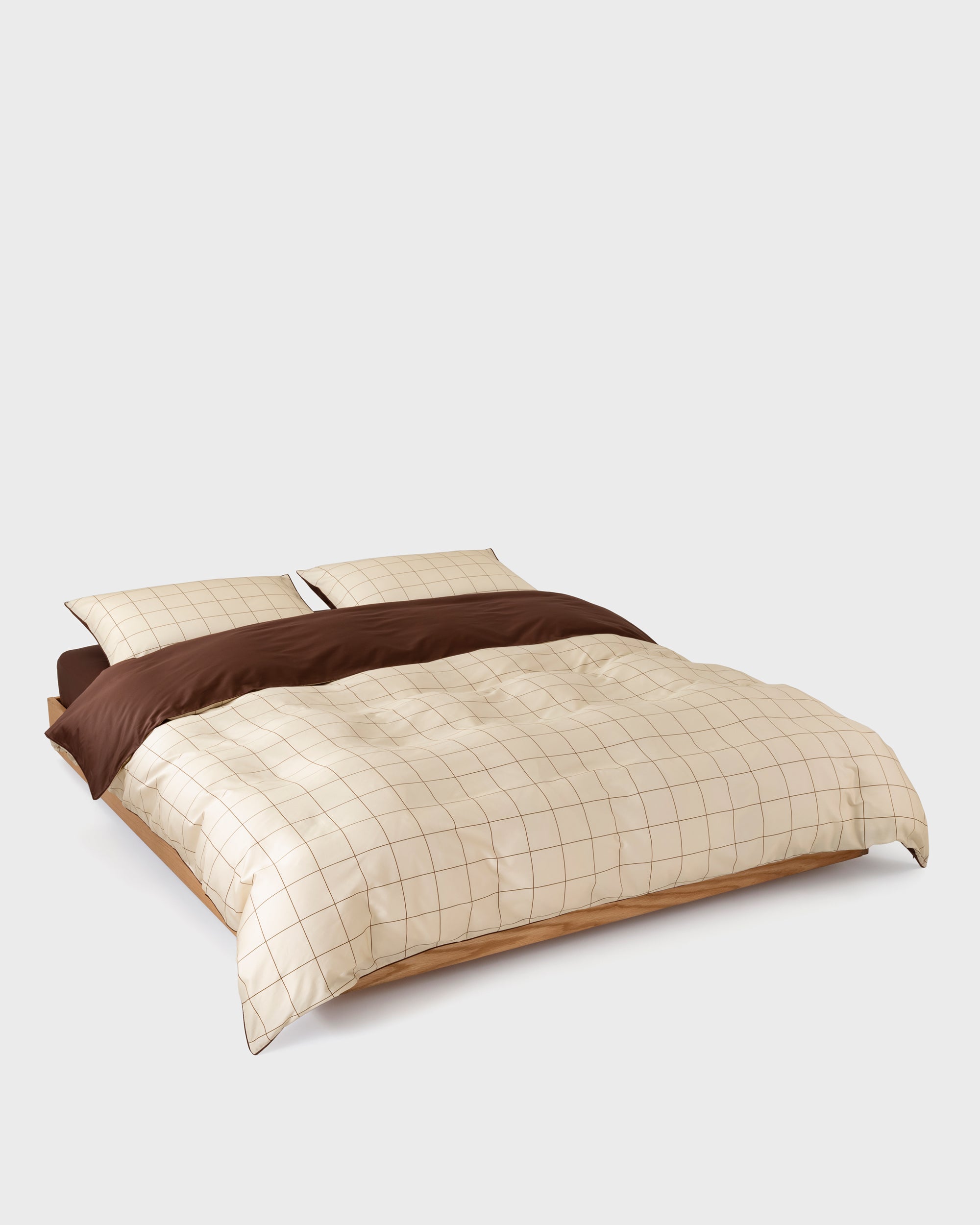 Beige Windowpane Duvet Cover