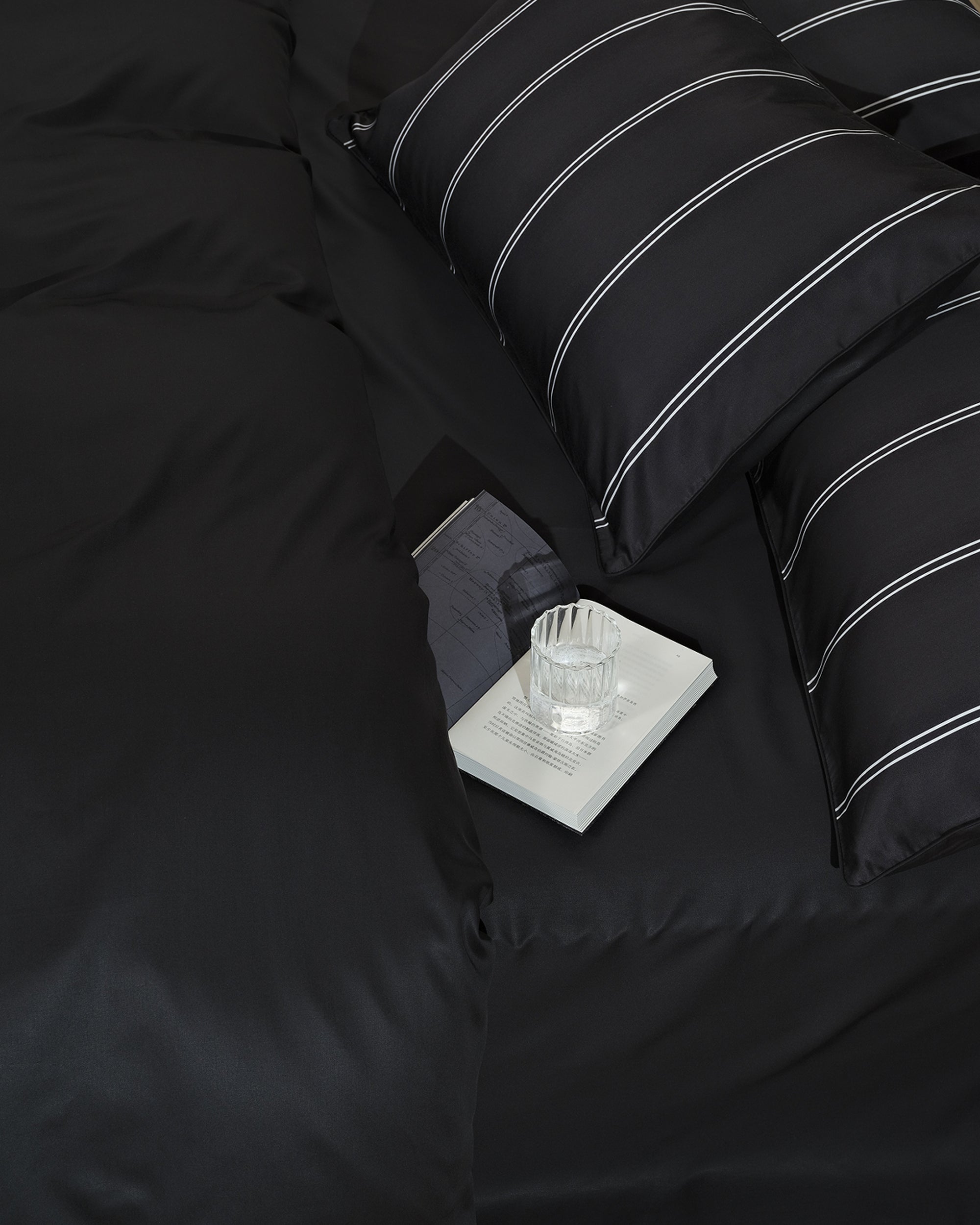 Black Dual Pinstripe Flat Sheet