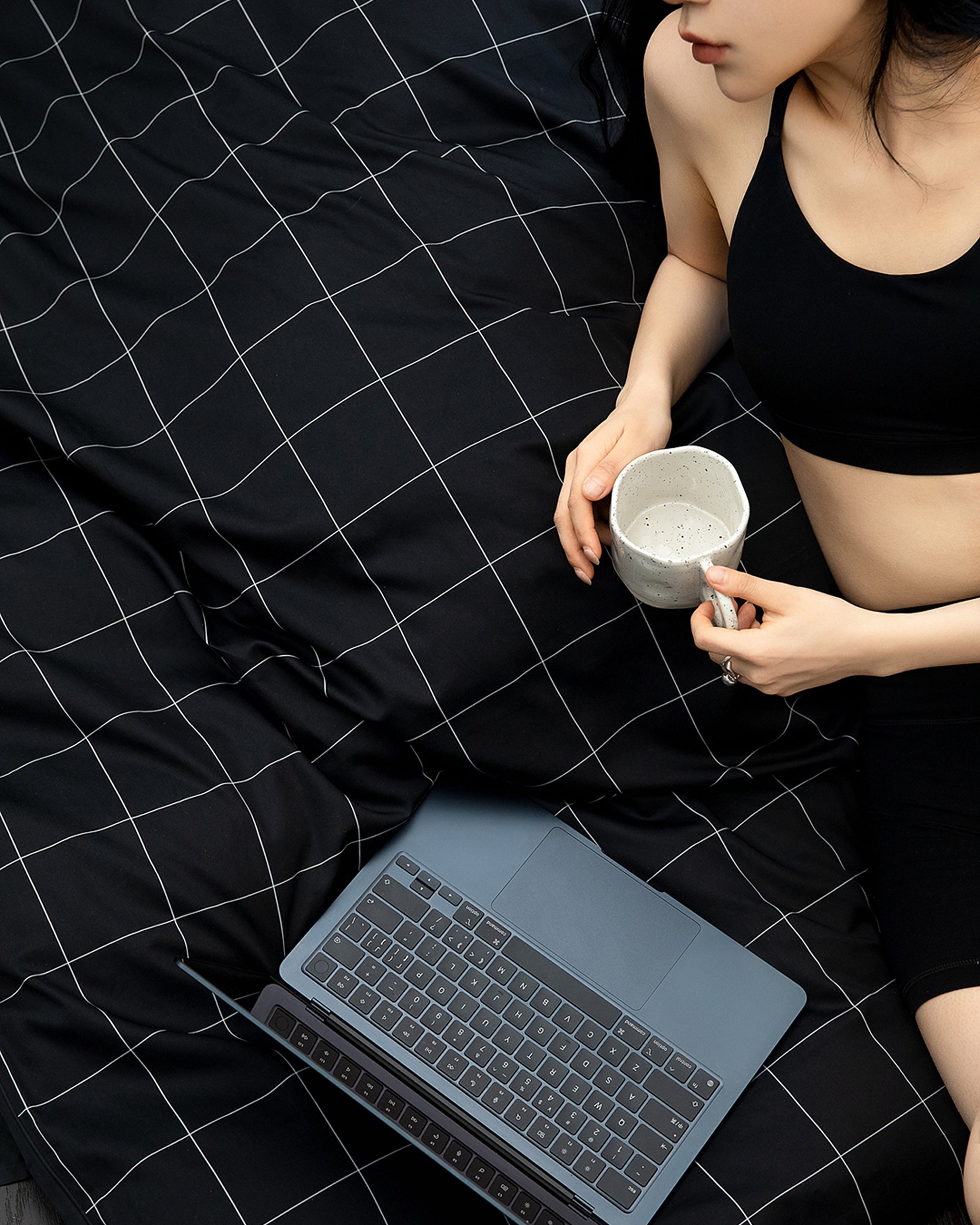 Black Windowpane Duvet Cover