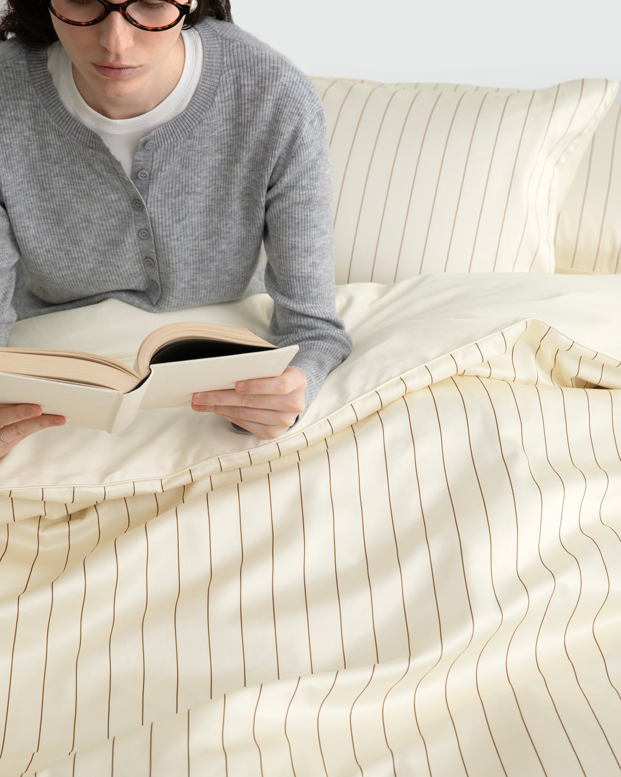 Cream Pinstripe Duvet Cover