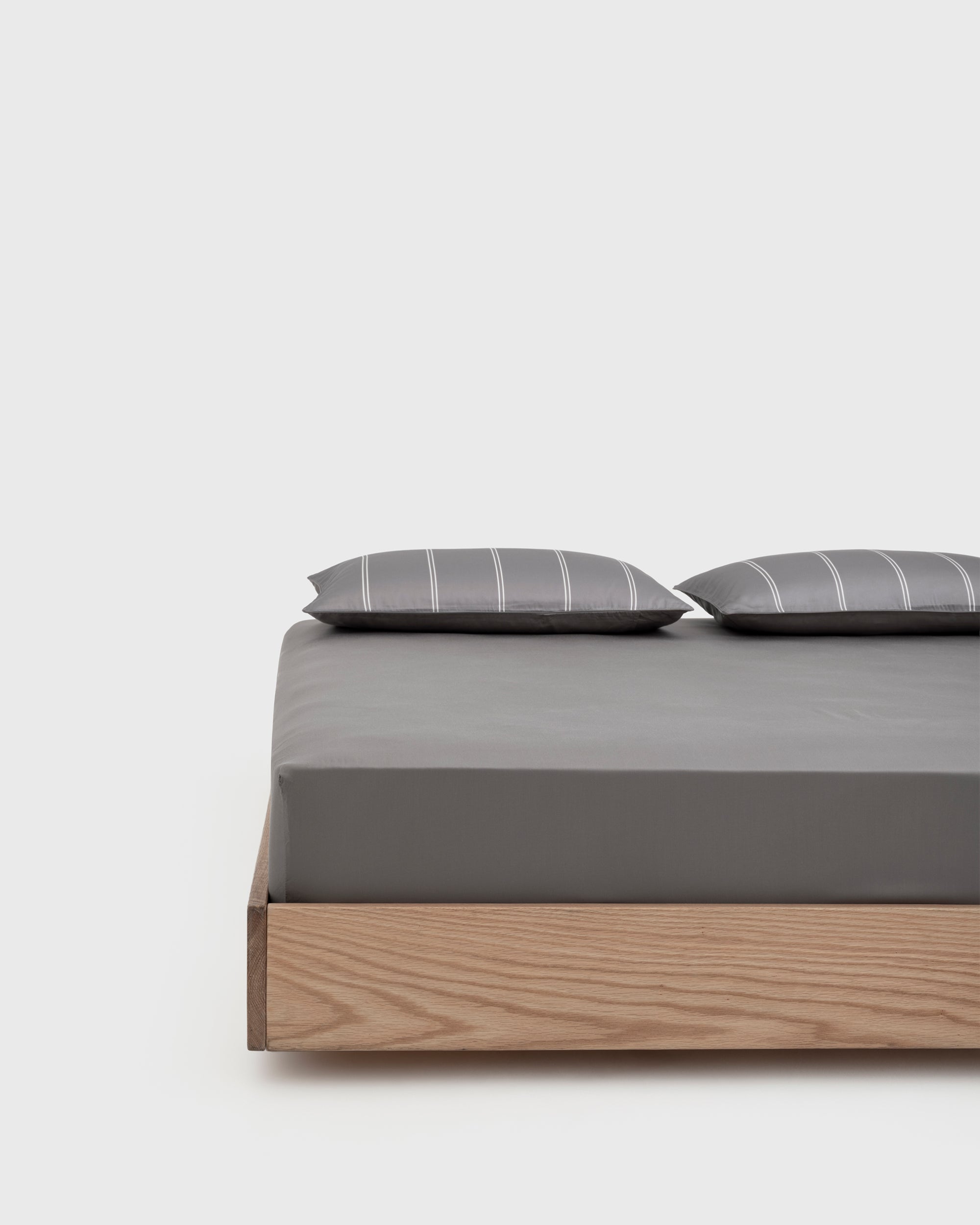 Grey Dual Pinstripe Fitted Sheet