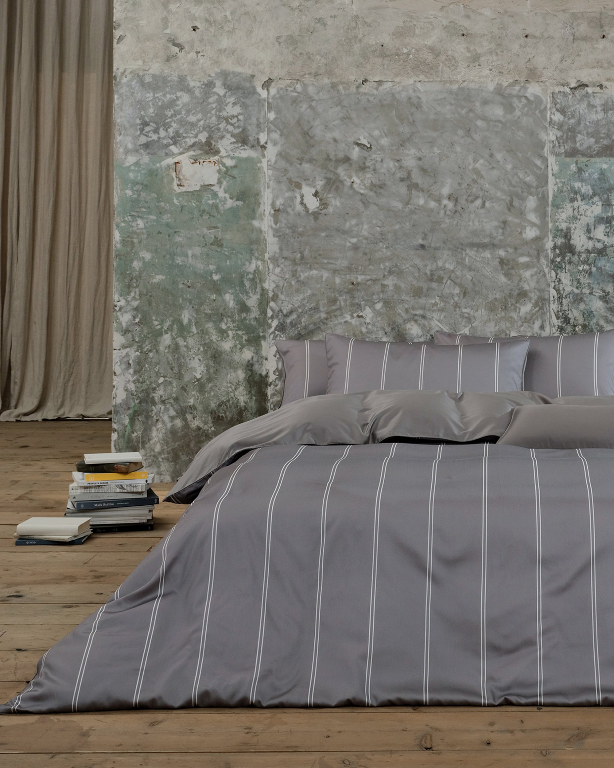 Grey Dual Pinstripe Duvet Cover