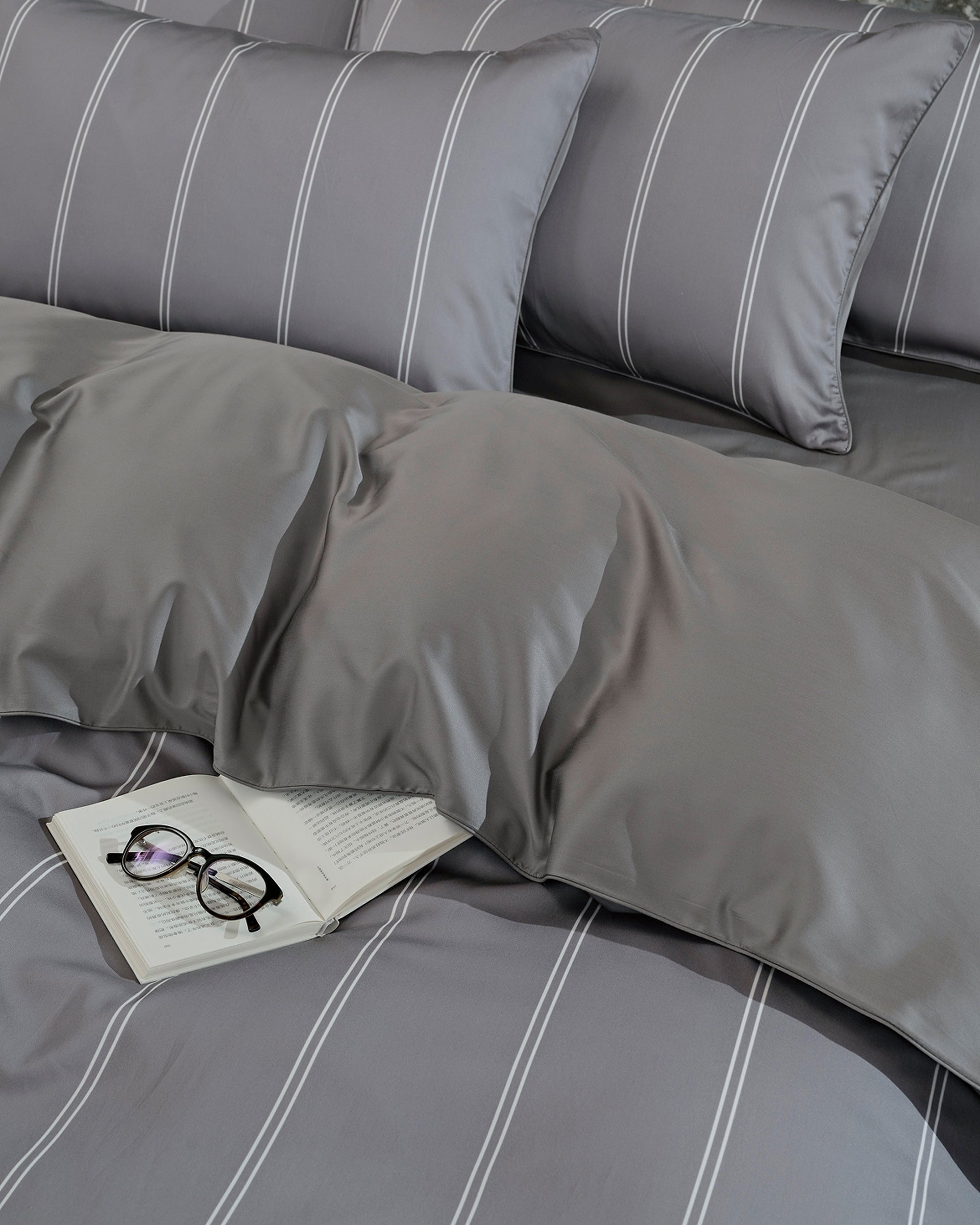 Grey Dual Pinstripe Duvet Cover