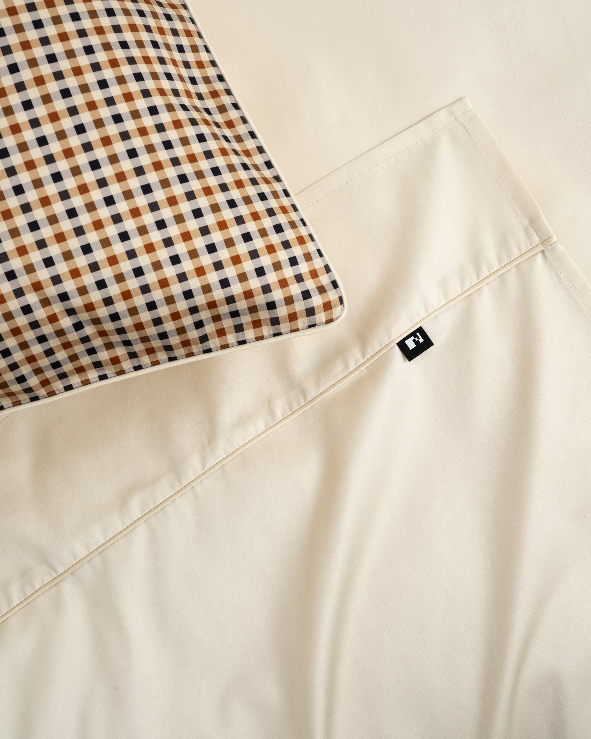 Mini Beige Gingham Flat Sheet