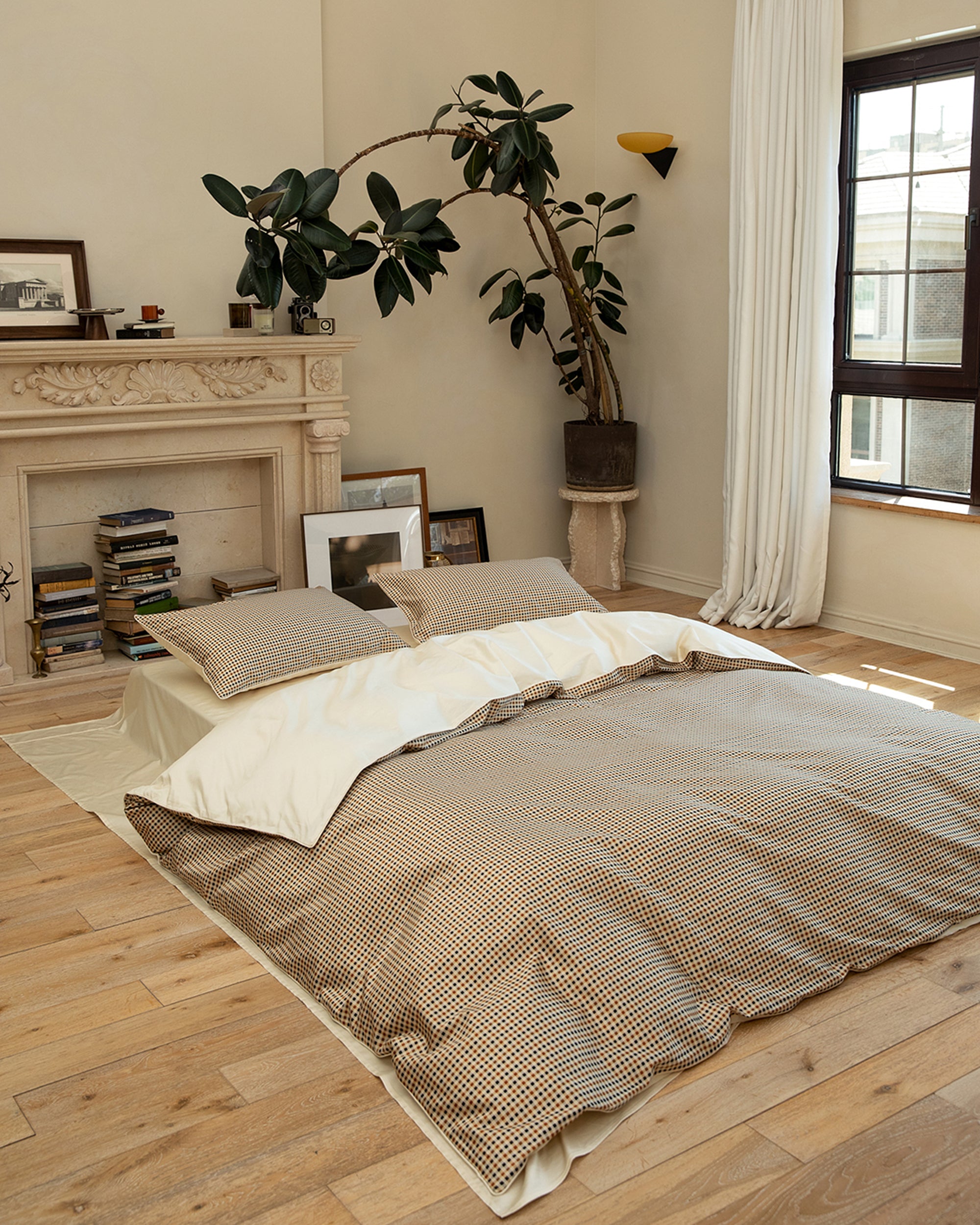 Mini Beige Gingham Duvet Cover