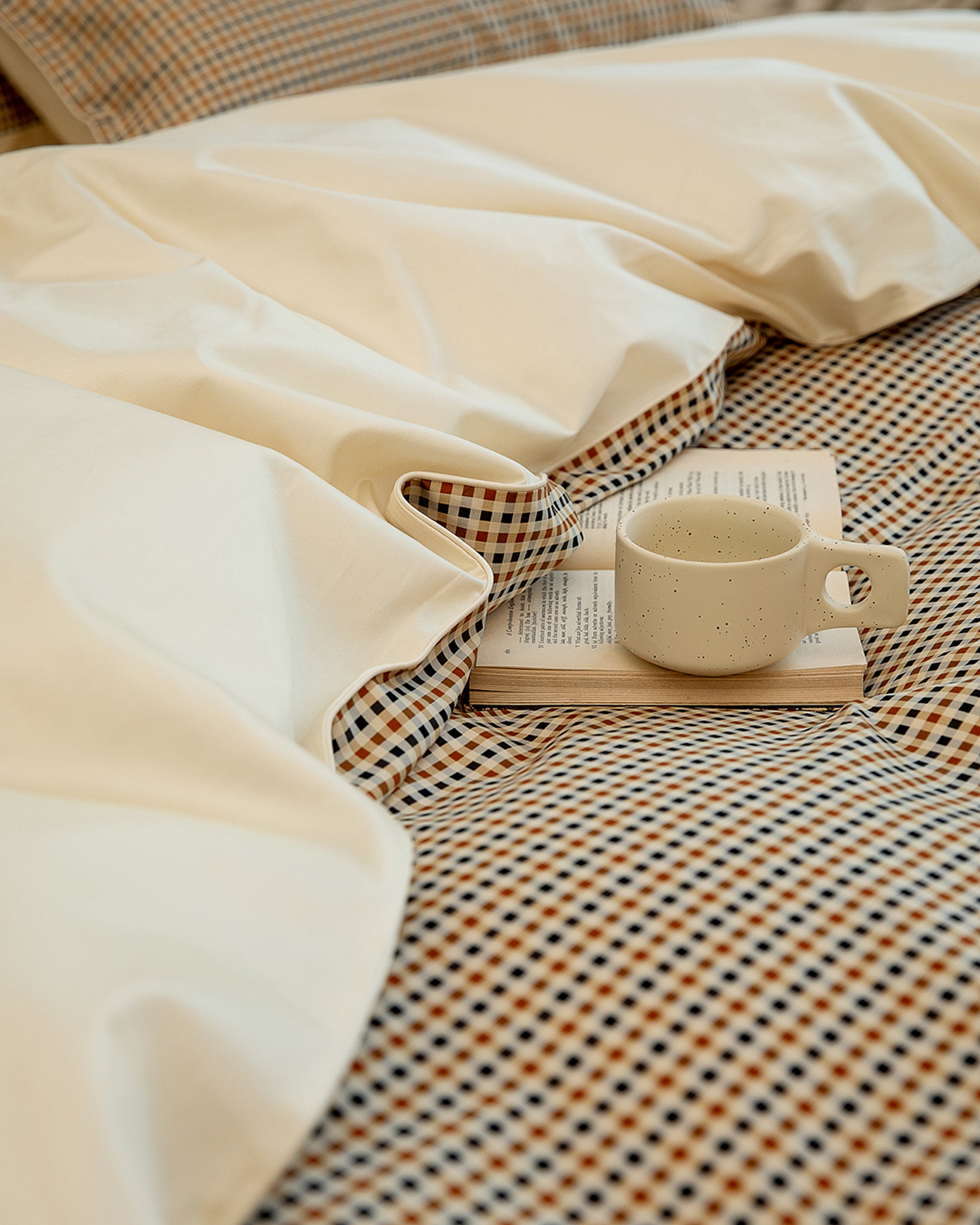 Mini Beige Gingham Duvet Cover