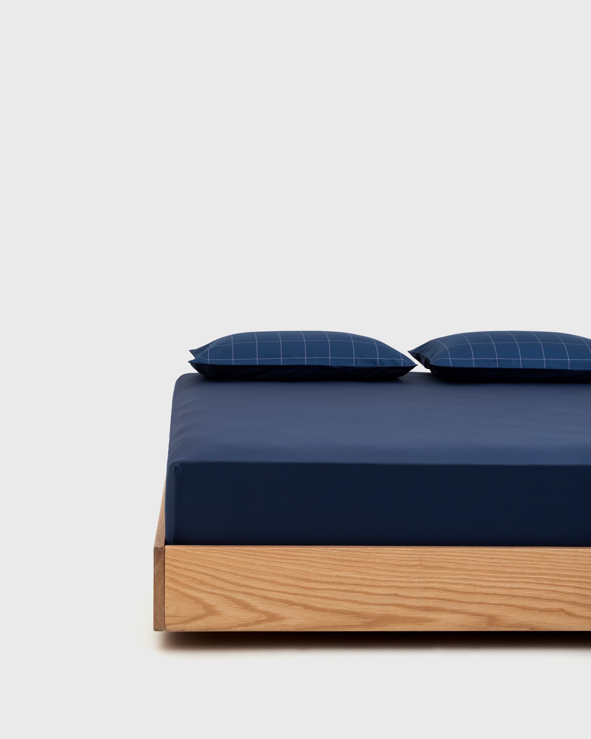 Navy Windowpane Fitted Sheet