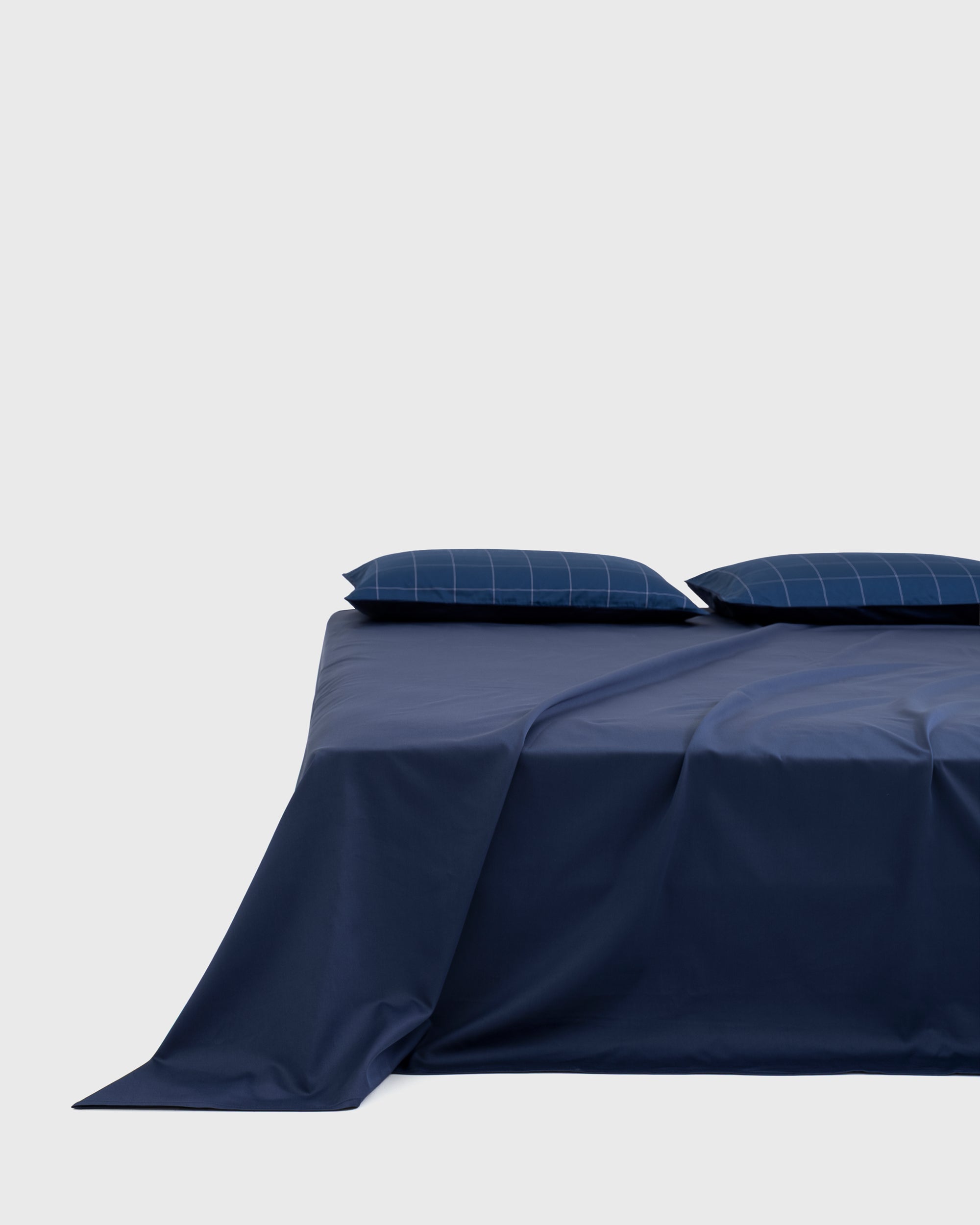 Navy Windowpane Flat Sheet