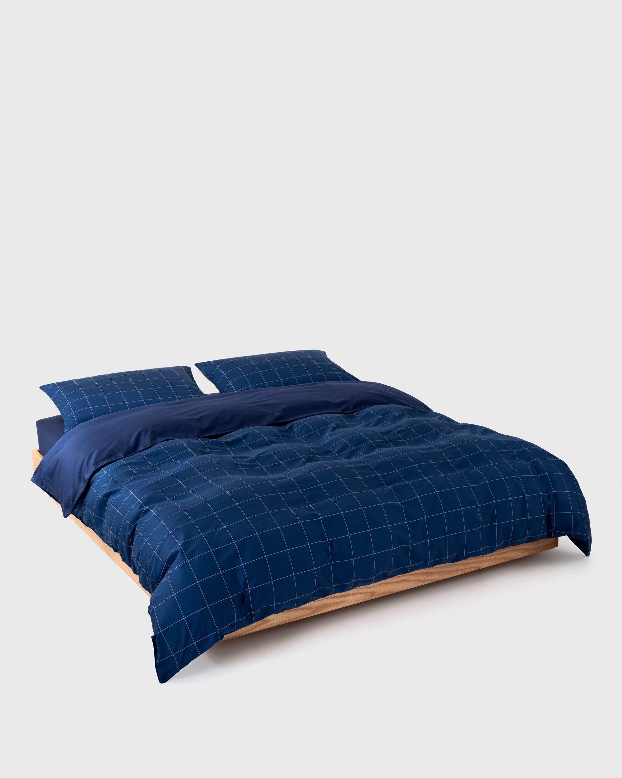 Navy Windowpane Duvet Cover