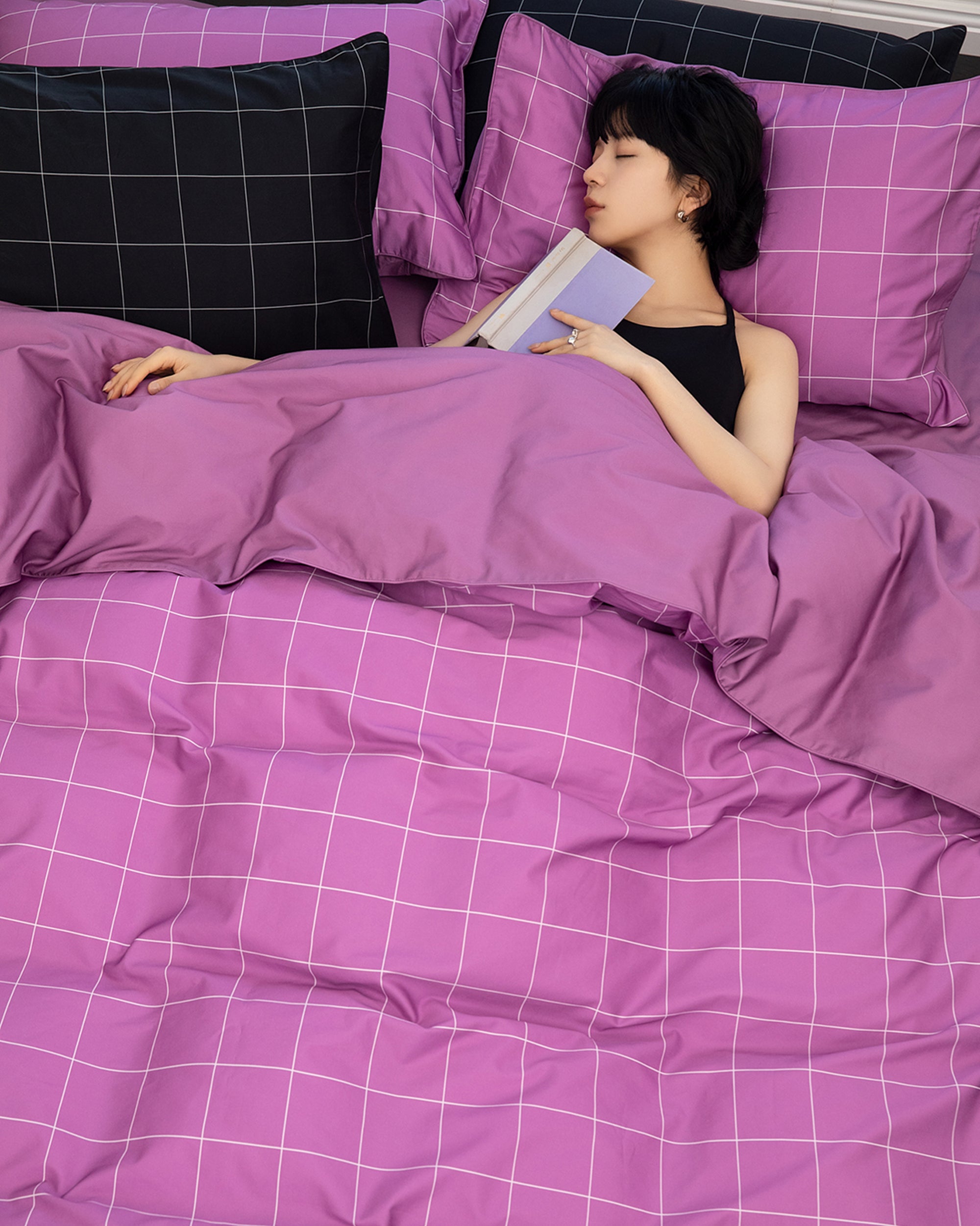 Pink Windowpane Duvet Cover