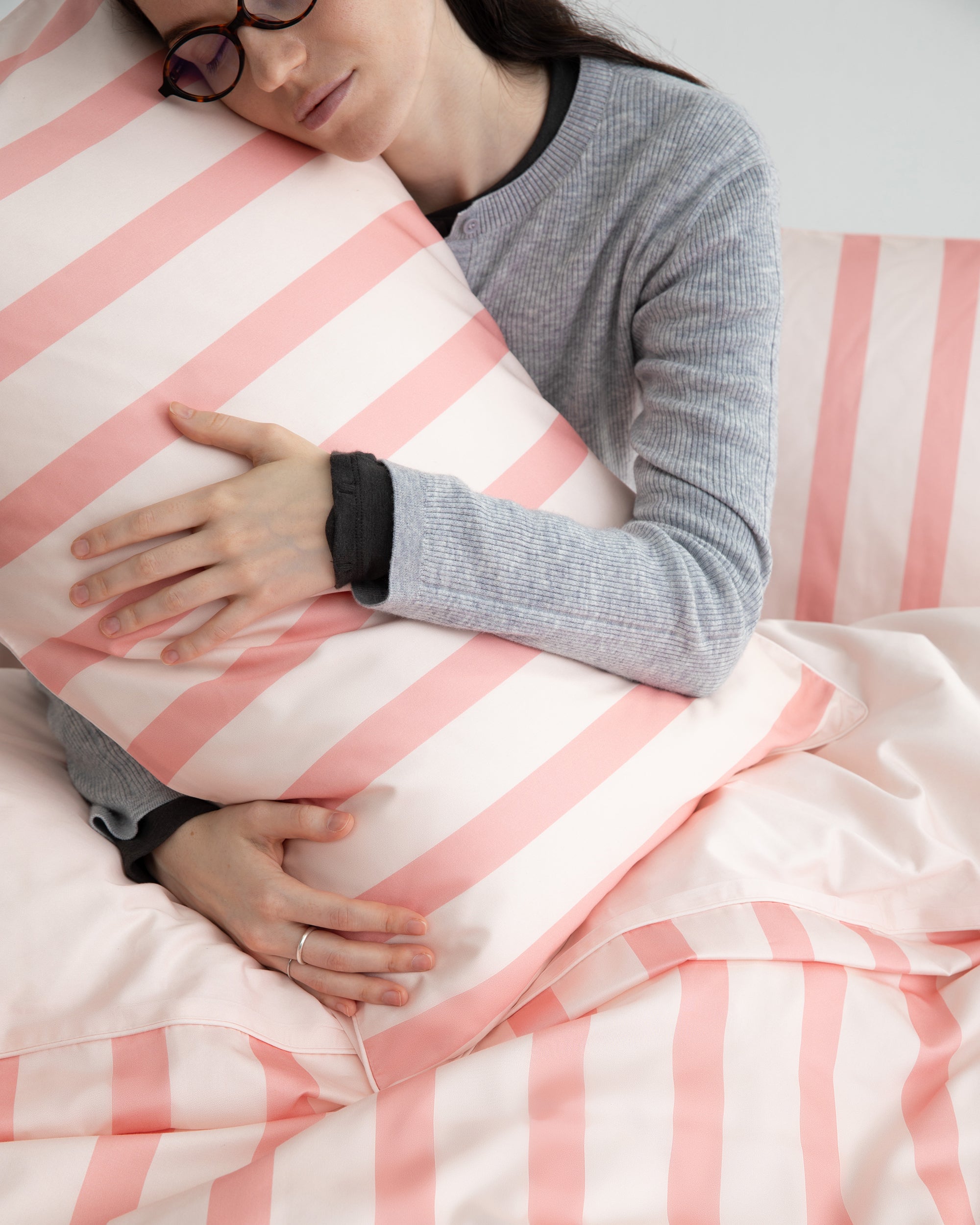 Wide Pink Stripe Pillowcase